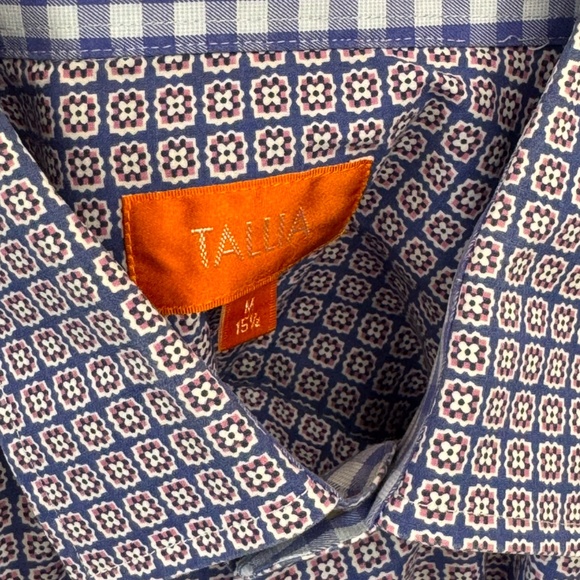 Tallia Mens Purple Mandala Collard Button Up Dress Up Shirt Sz. Medium M 15 1/2 - Picture 12 of 12